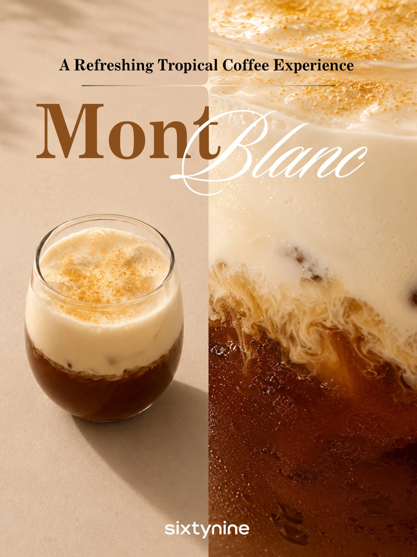 Mont Blanc coffee SIXTYNINE dengan krim dan es